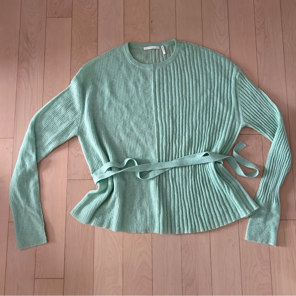 Helmut Lang Mint Green Wrap Button Alpaca Sweater - Picture 4 of 8